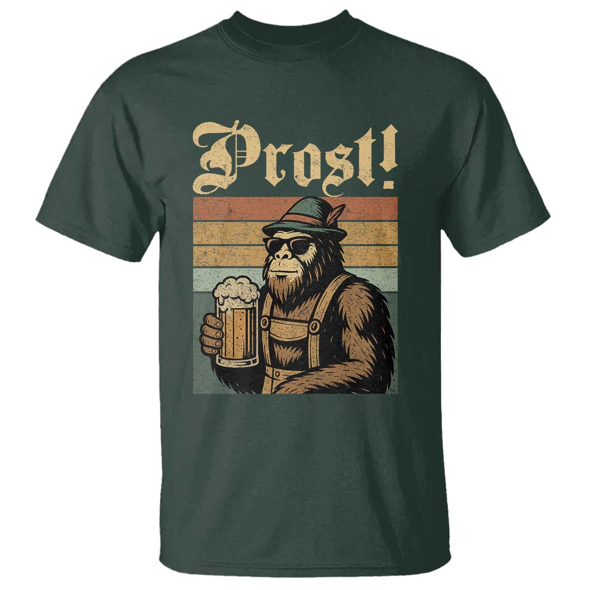 Oktoberfest Bigfoot T Shirt Vintage German Sasquatch Drinking Prost Lederhose - Wonder Print Shop