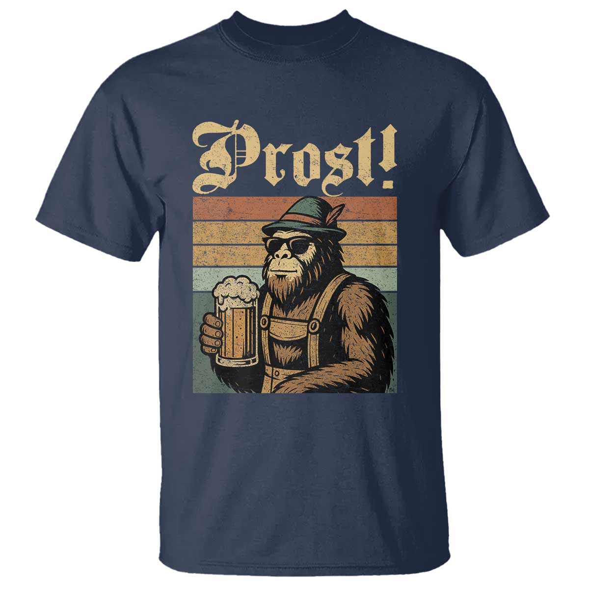 Oktoberfest Bigfoot T Shirt Vintage German Sasquatch Drinking Prost Lederhose - Wonder Print Shop