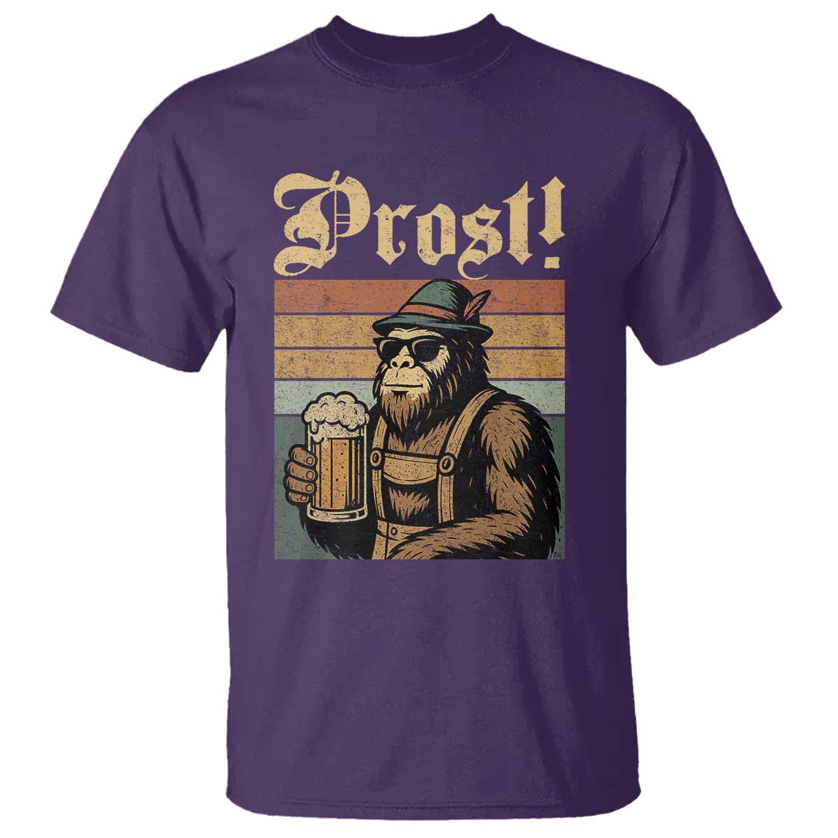 Oktoberfest Bigfoot T Shirt Vintage German Sasquatch Drinking Prost Lederhose - Wonder Print Shop