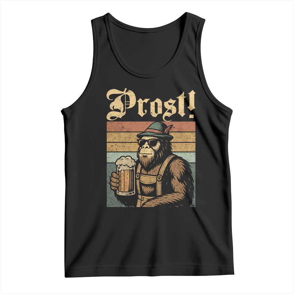 Oktoberfest Bigfoot Tank Top Vintage German Sasquatch Drinking Prost Lederhose - Wonder Print Shop