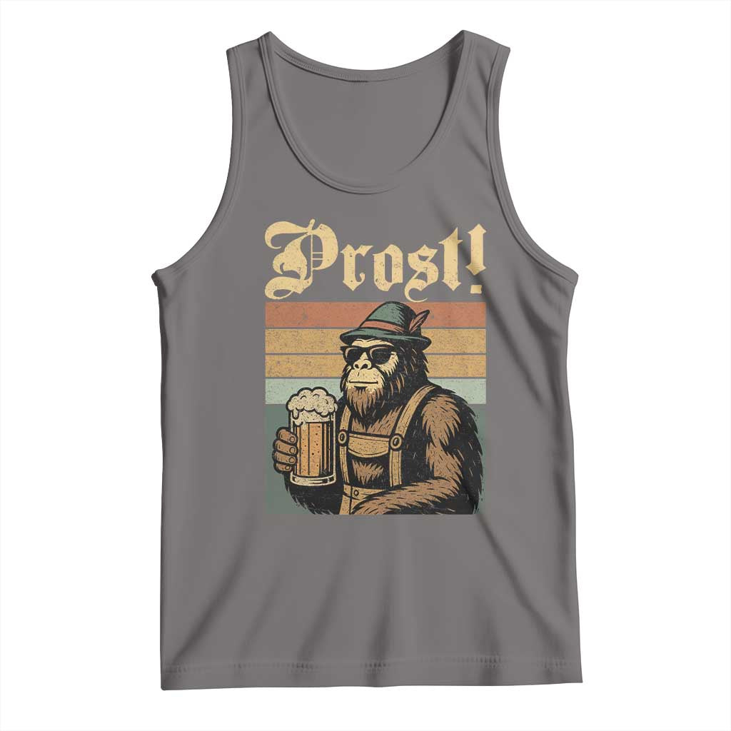 Oktoberfest Bigfoot Tank Top Vintage German Sasquatch Drinking Prost Lederhose - Wonder Print Shop