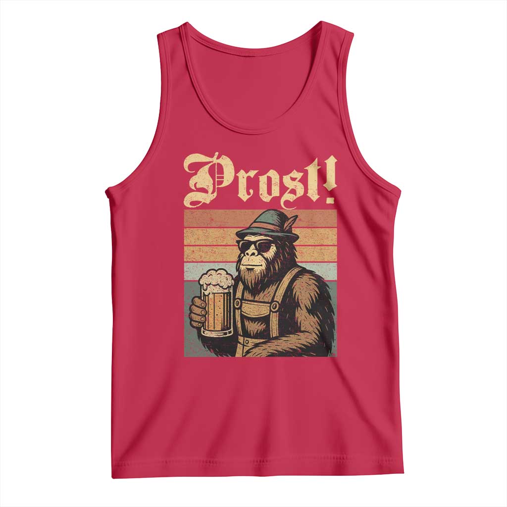 Oktoberfest Bigfoot Tank Top Vintage German Sasquatch Drinking Prost Lederhose - Wonder Print Shop