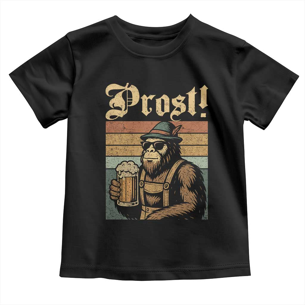 Oktoberfest Bigfoot Toddler T Shirt Vintage German Sasquatch Drinking Prost Lederhose - Wonder Print Shop