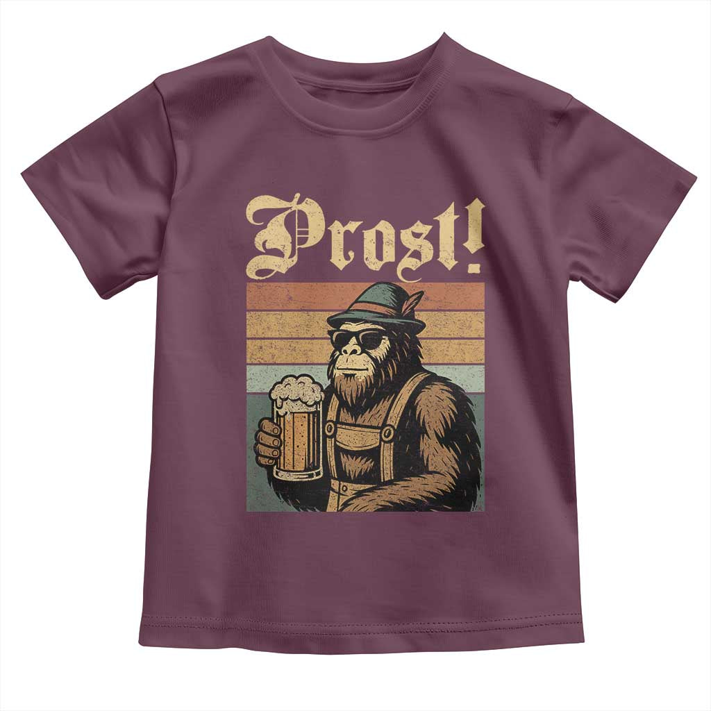 Oktoberfest Bigfoot Toddler T Shirt Vintage German Sasquatch Drinking Prost Lederhose - Wonder Print Shop