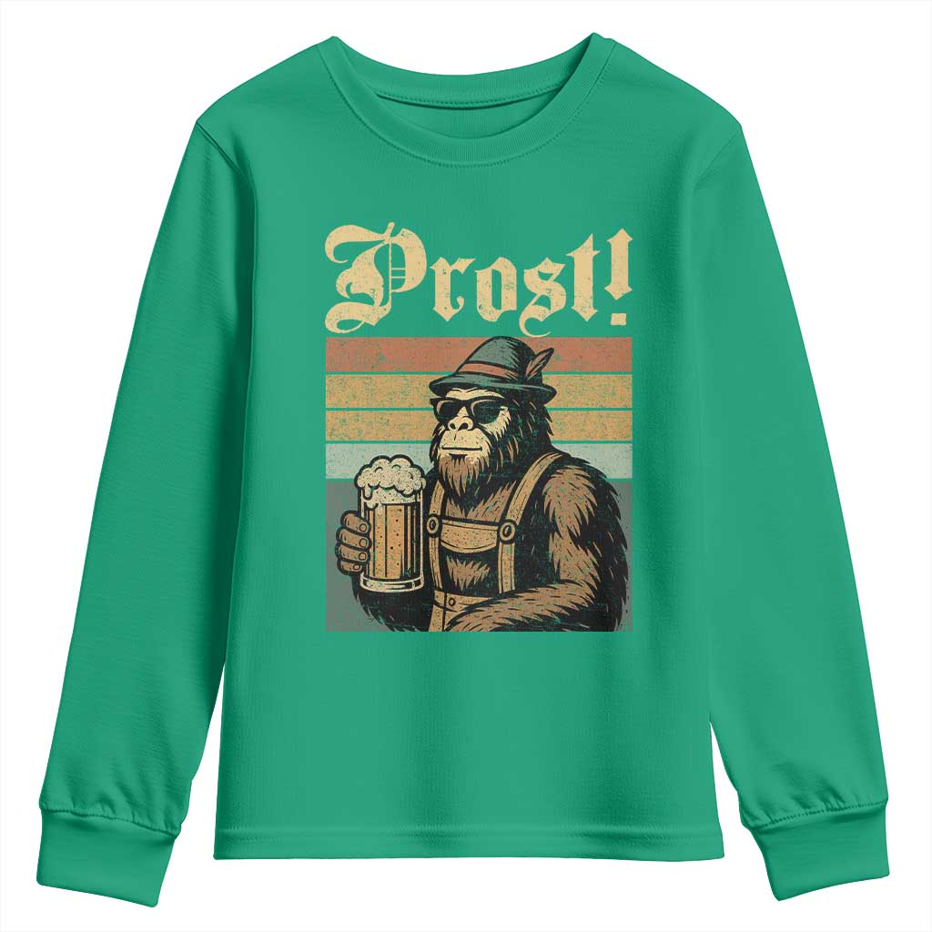 Oktoberfest Bigfoot Youth Sweatshirt Vintage German Sasquatch Drinking Prost Lederhose - Wonder Print Shop