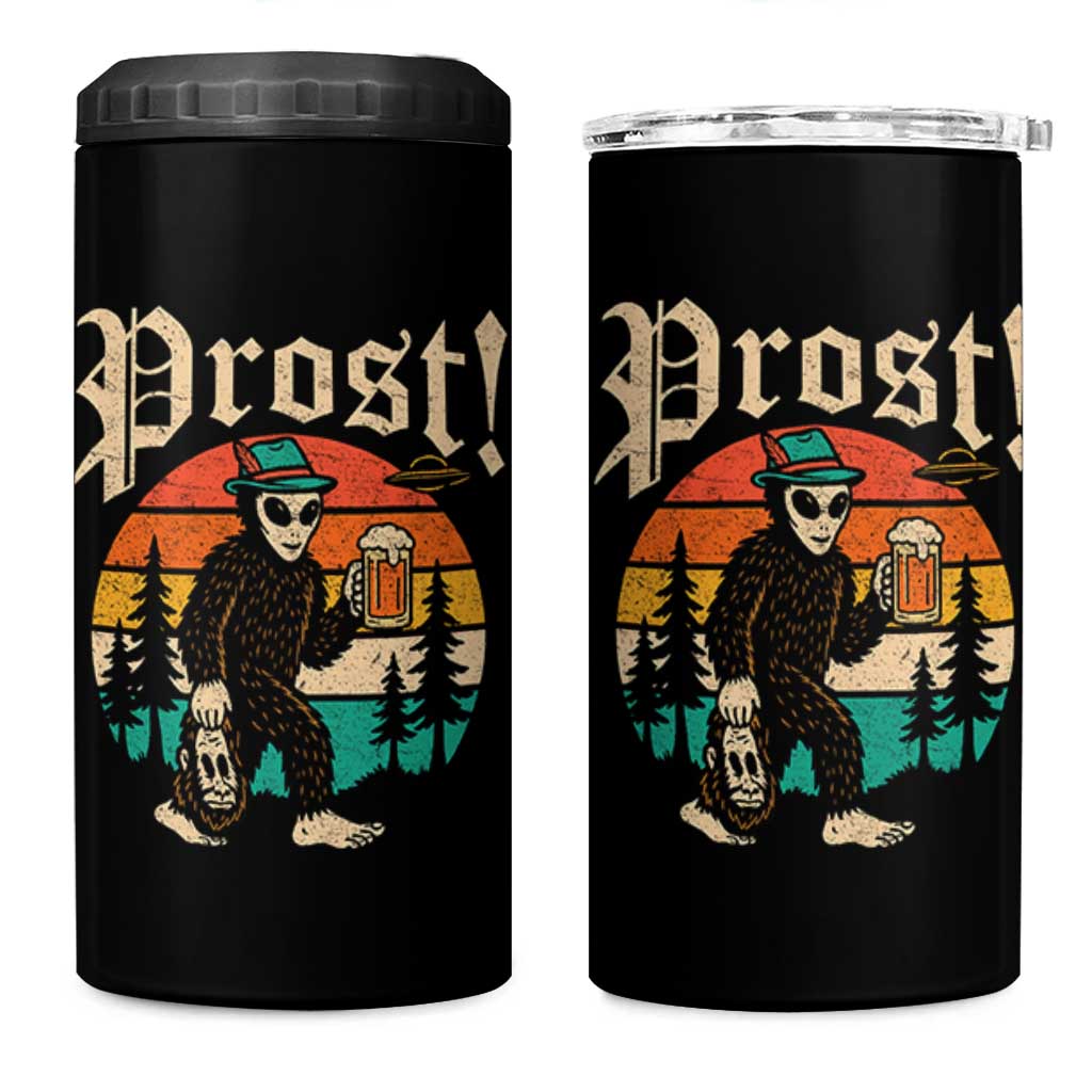 Oktoberfest Bigfoot Alien Beer 4 in 1 Can Cooler Tumbler Retro German Sasquatch Beer - Wonder Print Shop