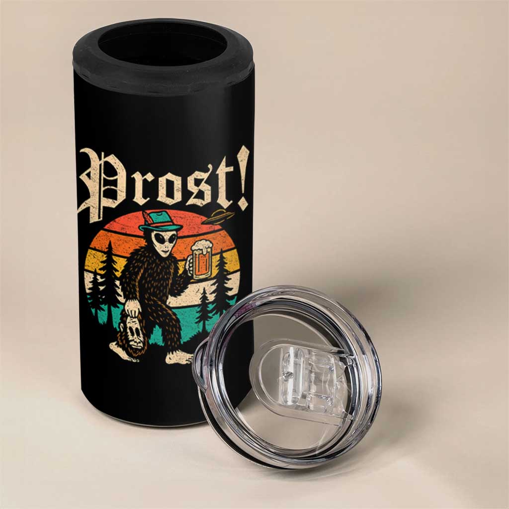 Oktoberfest Bigfoot Alien Beer 4 in 1 Can Cooler Tumbler Retro German Sasquatch Beer - Wonder Print Shop