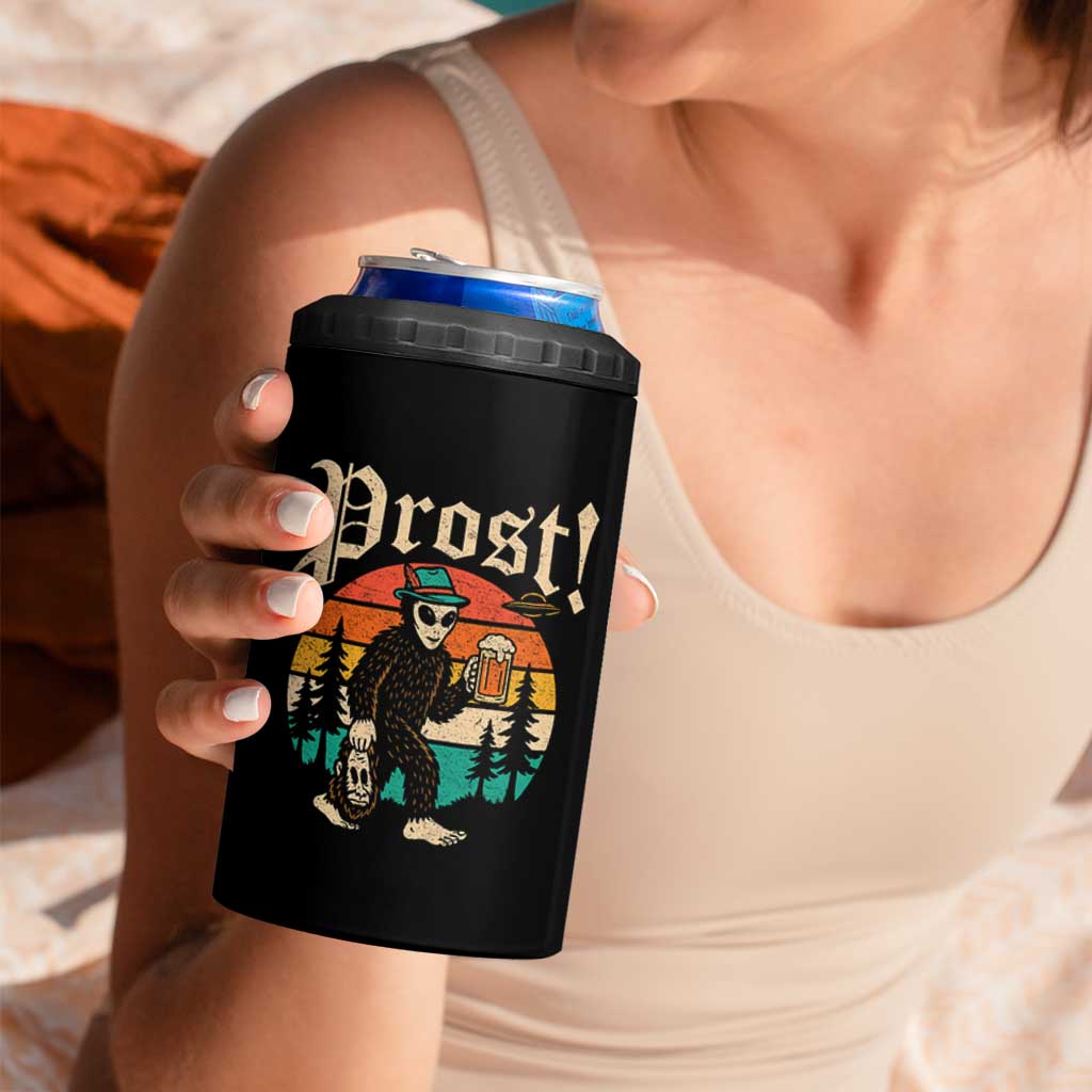 Oktoberfest Bigfoot Alien Beer 4 in 1 Can Cooler Tumbler Retro German Sasquatch Beer - Wonder Print Shop