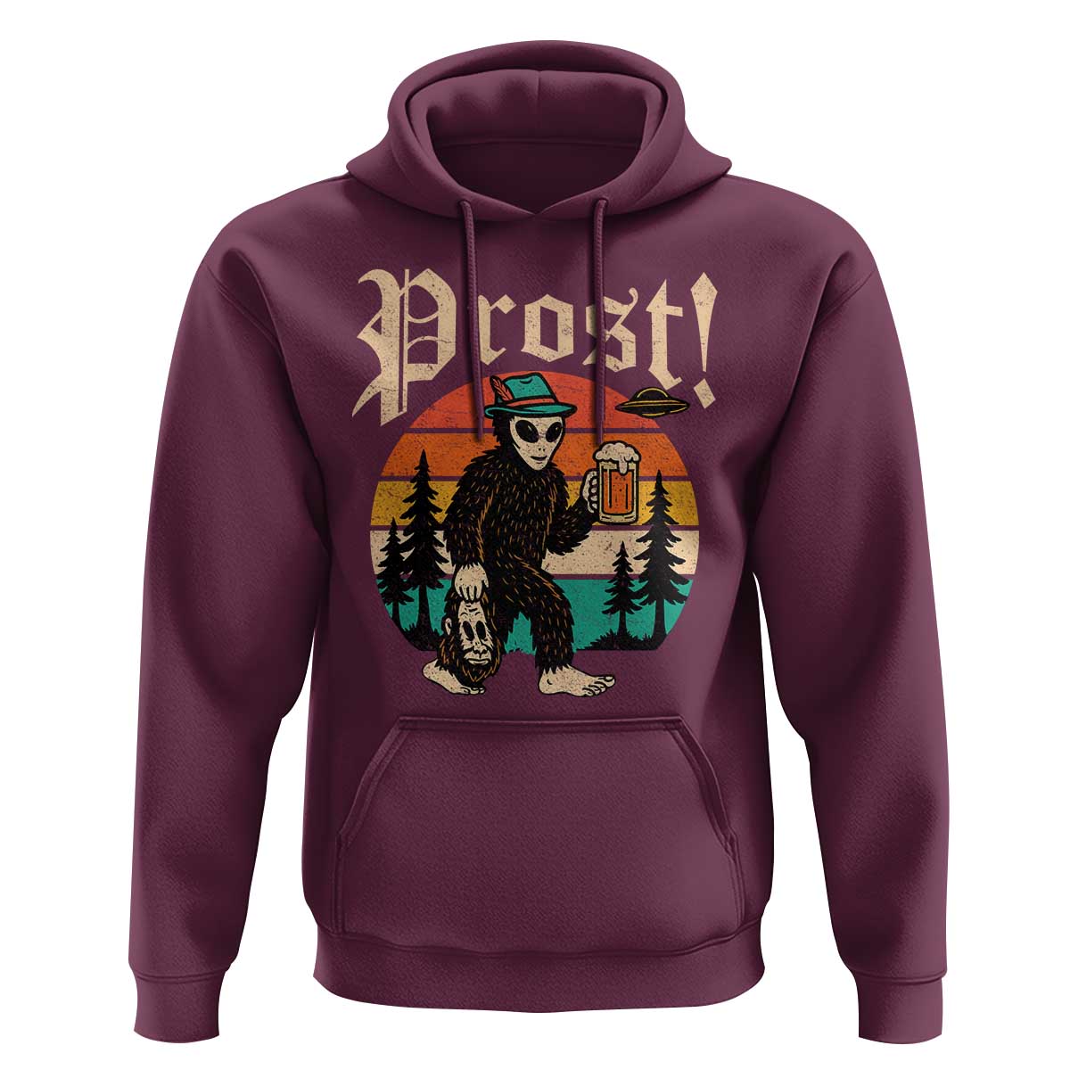 Oktoberfest Bigfoot Alien Beer Hoodie Retro German Sasquatch Beer - Wonder Print Shop