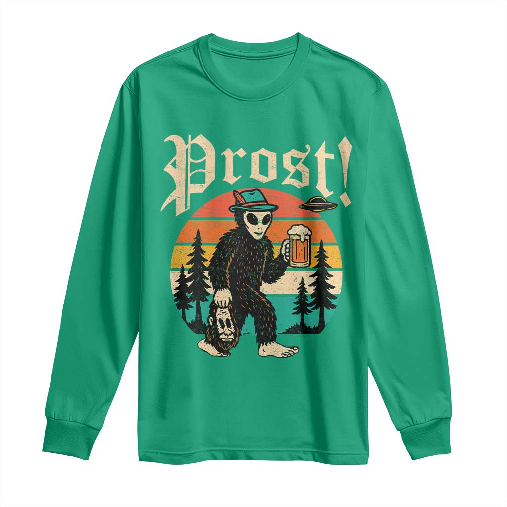 Oktoberfest Bigfoot Alien Beer Long Sleeve Shirt Retro German Sasquatch Beer - Wonder Print Shop