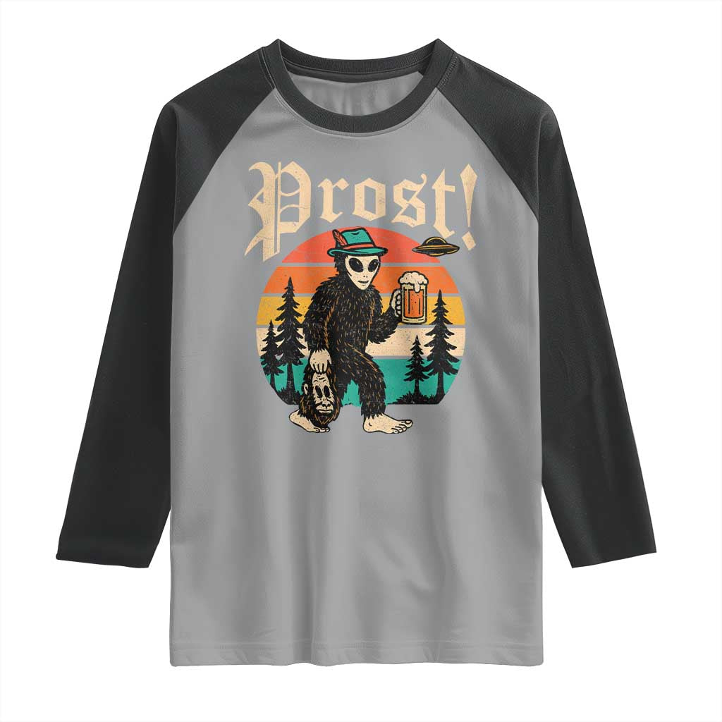 Oktoberfest Bigfoot Alien Beer Raglan Shirt Retro German Sasquatch Beer - Wonder Print Shop