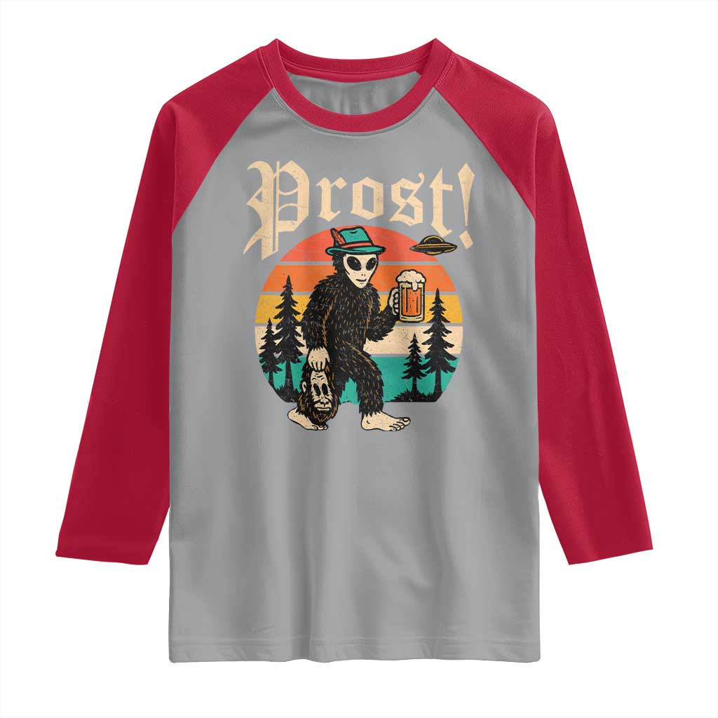 Oktoberfest Bigfoot Alien Beer Raglan Shirt Retro German Sasquatch Beer - Wonder Print Shop