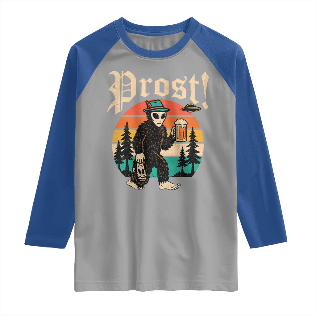 Oktoberfest Bigfoot Alien Beer Raglan Shirt Retro German Sasquatch Beer - Wonder Print Shop