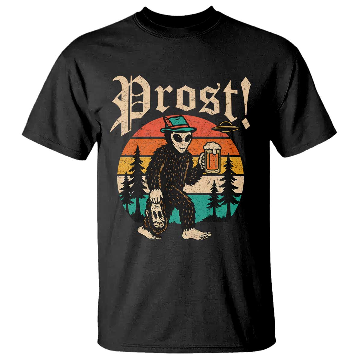 Oktoberfest Bigfoot Alien Beer T Shirt Retro German Sasquatch Beer - Wonder Print Shop