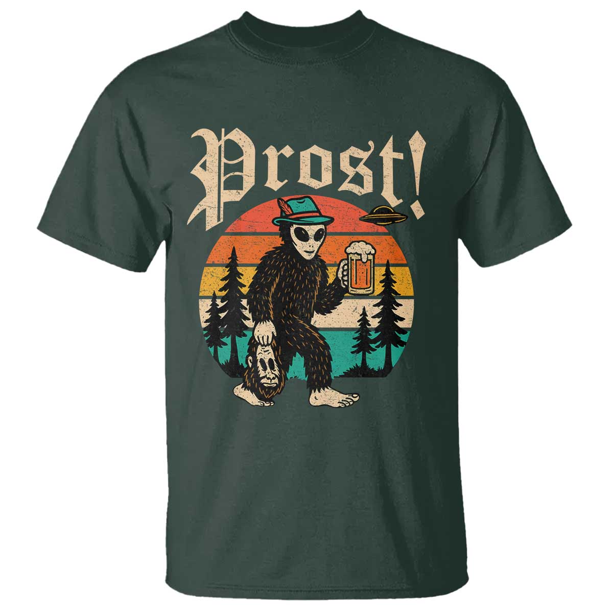 Oktoberfest Bigfoot Alien Beer T Shirt Retro German Sasquatch Beer - Wonder Print Shop