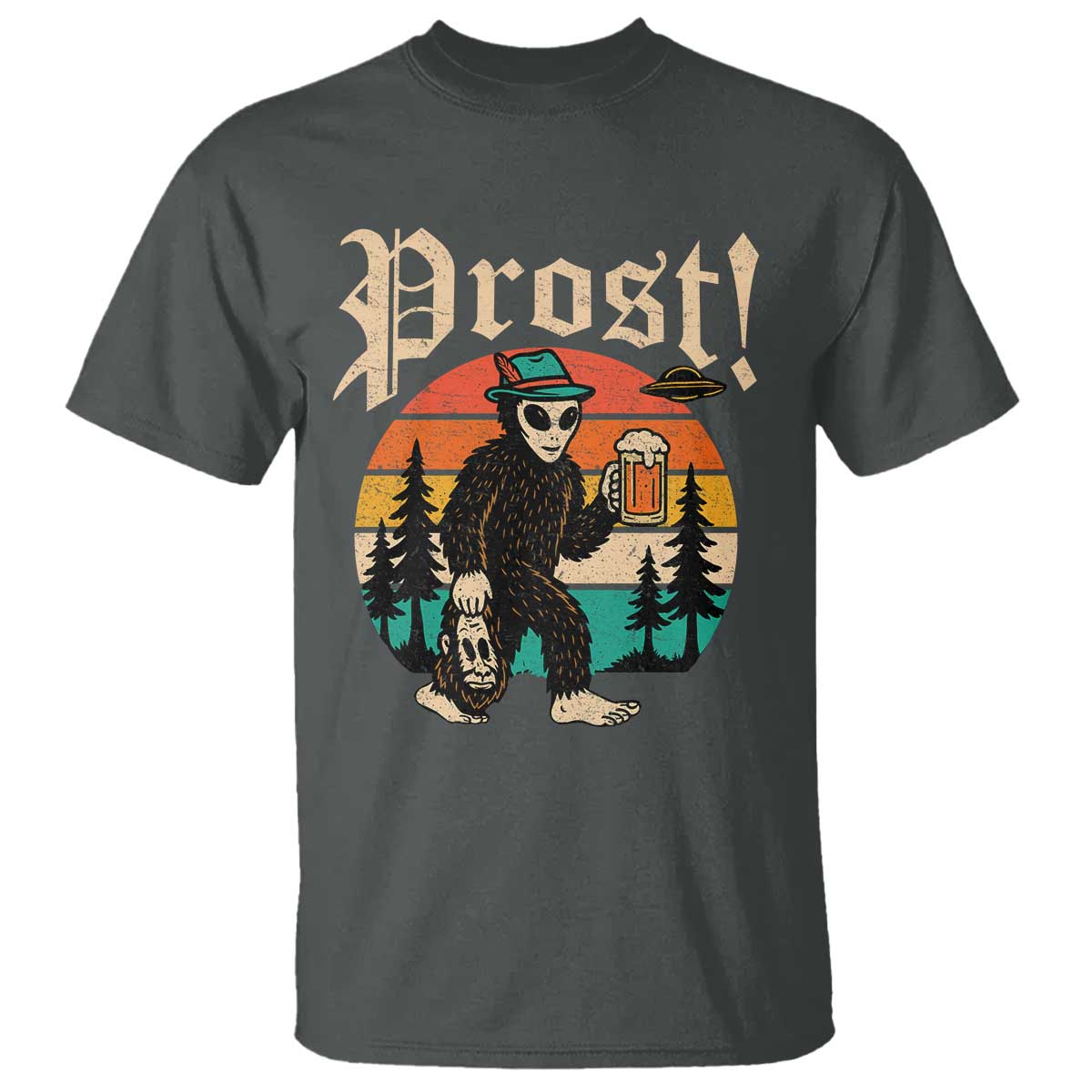 Oktoberfest Bigfoot Alien Beer T Shirt Retro German Sasquatch Beer - Wonder Print Shop