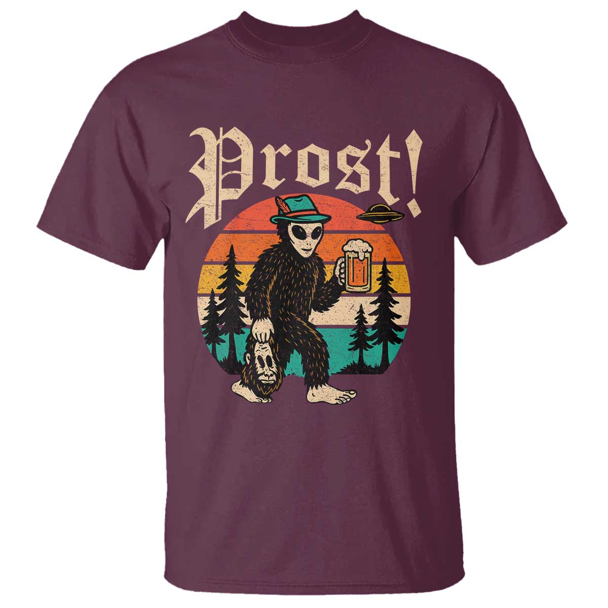 Oktoberfest Bigfoot Alien Beer T Shirt Retro German Sasquatch Beer - Wonder Print Shop