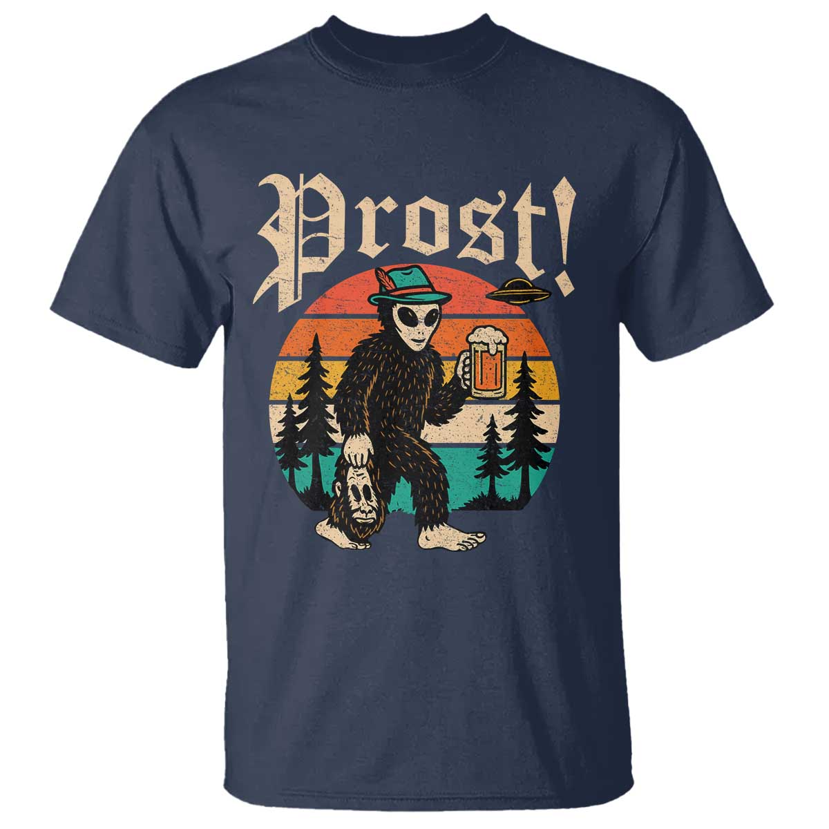 Oktoberfest Bigfoot Alien Beer T Shirt Retro German Sasquatch Beer - Wonder Print Shop