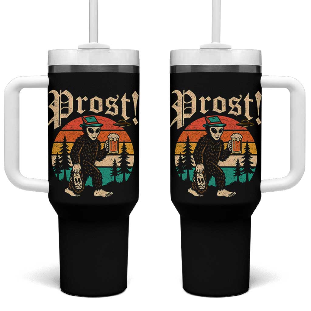 Oktoberfest Bigfoot Alien Beer Tumbler With Handle Retro German Sasquatch Beer - Wonder Print Shop