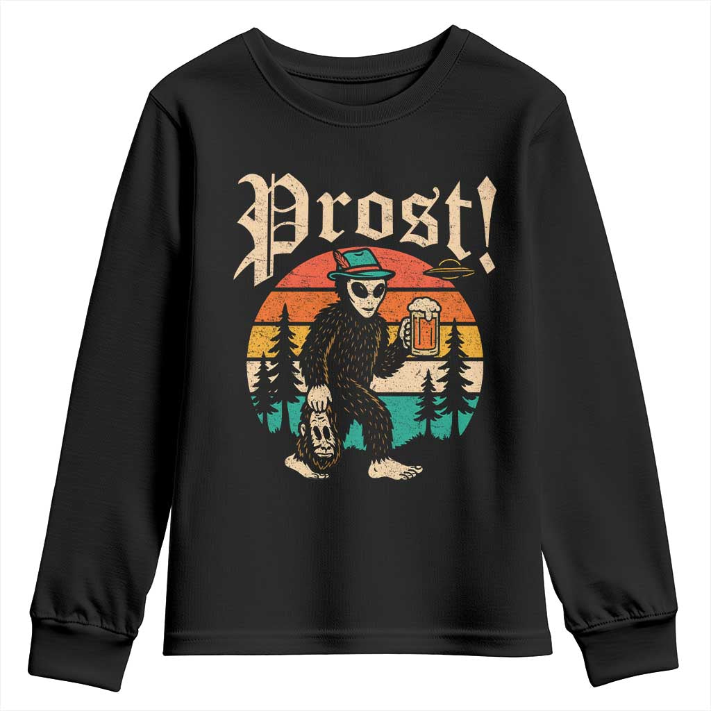 Oktoberfest Bigfoot Alien Beer Youth Sweatshirt Retro German Sasquatch Beer - Wonder Print Shop