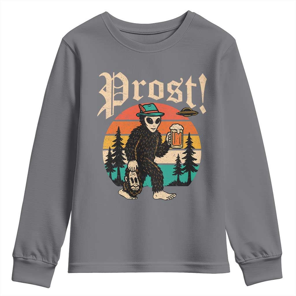 Oktoberfest Bigfoot Alien Beer Youth Sweatshirt Retro German Sasquatch Beer - Wonder Print Shop
