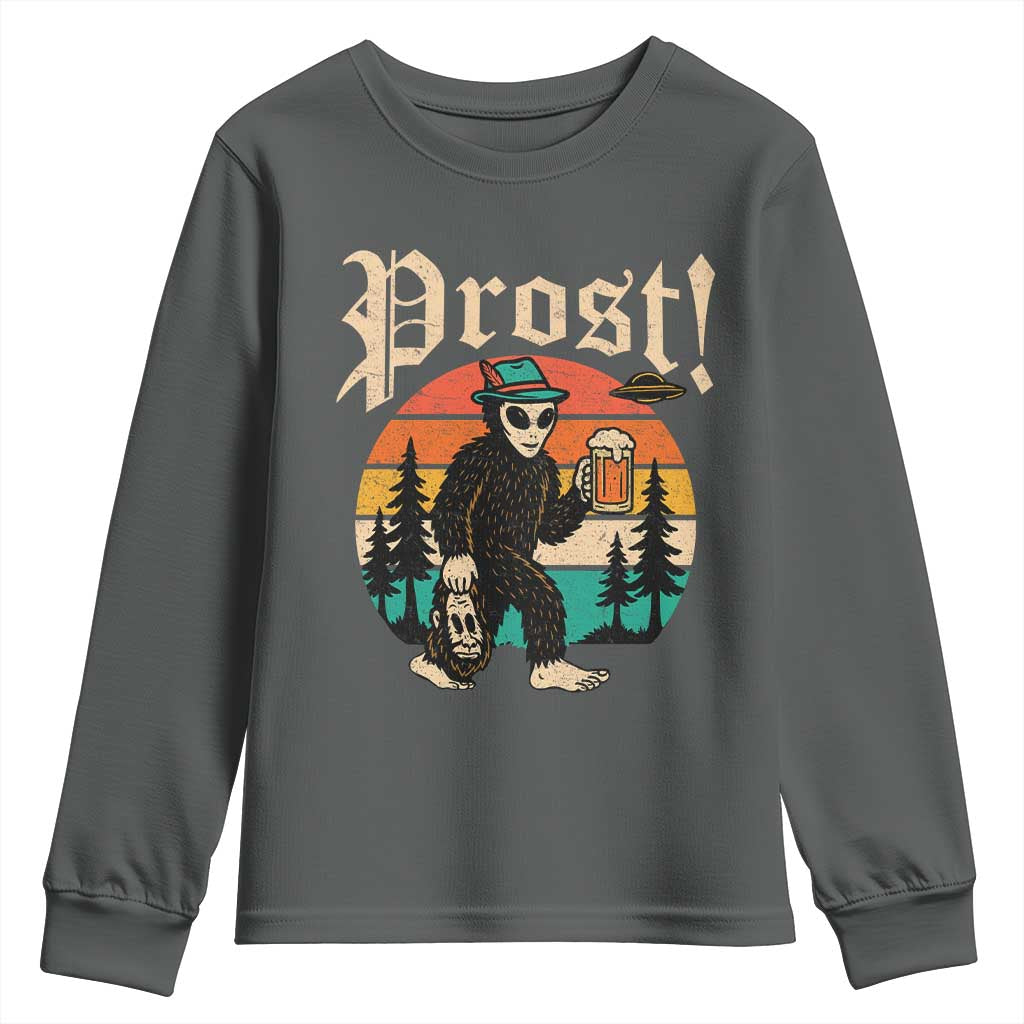 Oktoberfest Bigfoot Alien Beer Youth Sweatshirt Retro German Sasquatch Beer - Wonder Print Shop