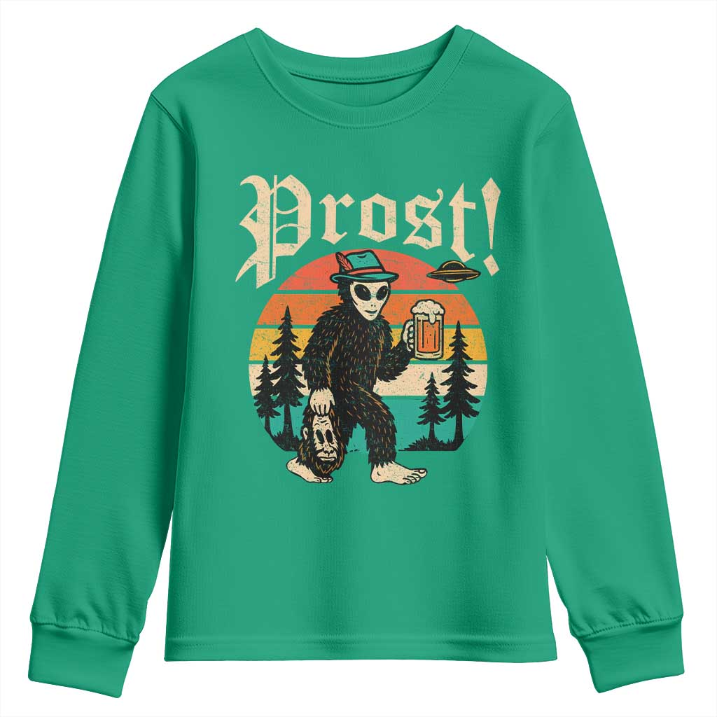 Oktoberfest Bigfoot Alien Beer Youth Sweatshirt Retro German Sasquatch Beer - Wonder Print Shop