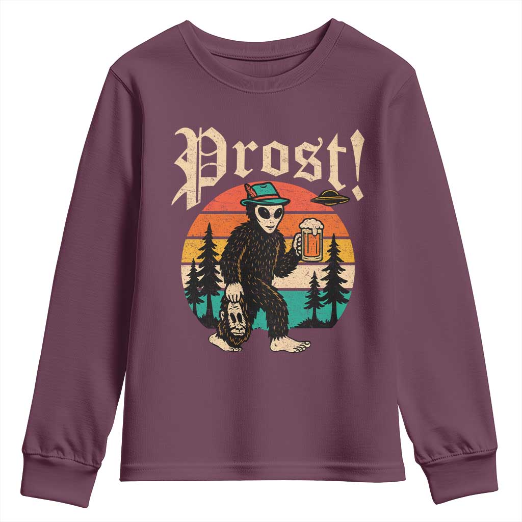 Oktoberfest Bigfoot Alien Beer Youth Sweatshirt Retro German Sasquatch Beer - Wonder Print Shop