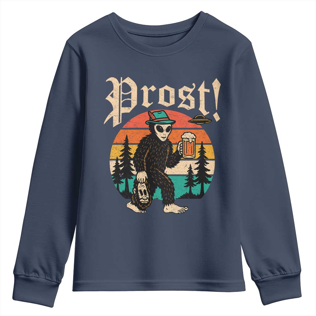Oktoberfest Bigfoot Alien Beer Youth Sweatshirt Retro German Sasquatch Beer - Wonder Print Shop