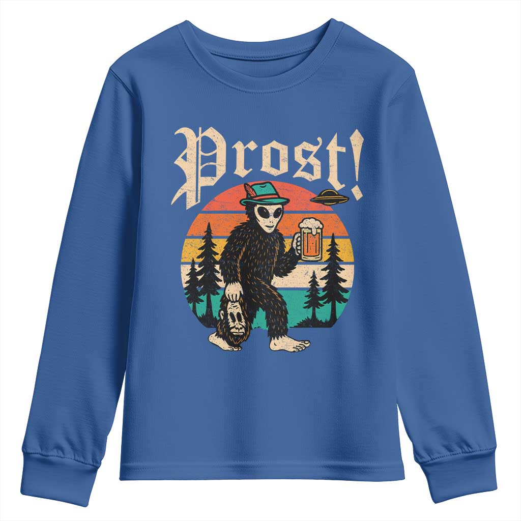 Oktoberfest Bigfoot Alien Beer Youth Sweatshirt Retro German Sasquatch Beer - Wonder Print Shop