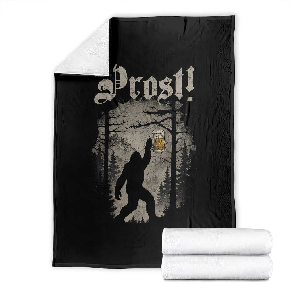 Oktoberfest Bigfoot Throw Blanket Vintage Forest Sasquatch Drinking Prost - Wonder Print Shop