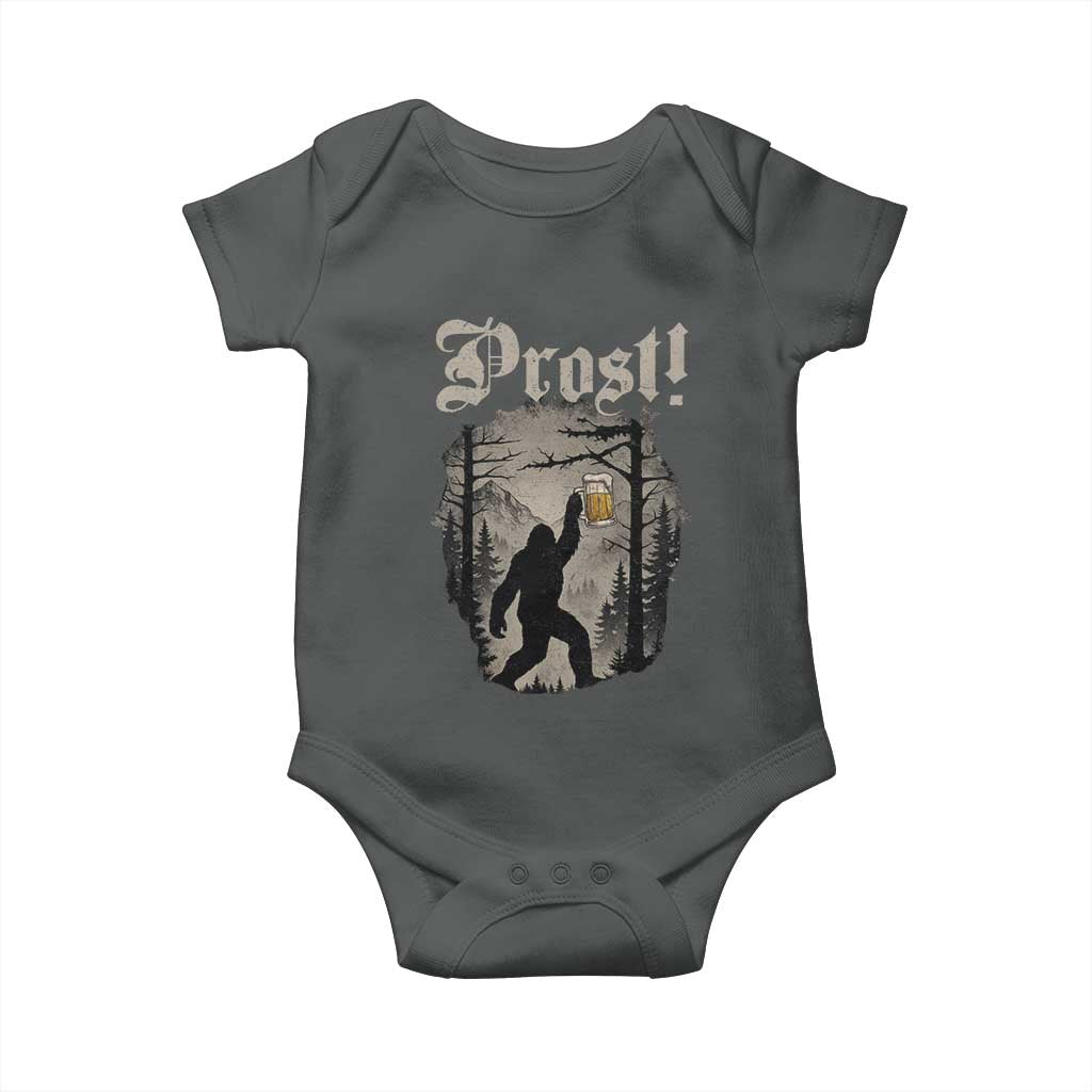 Oktoberfest Bigfoot Baby Onesie Vintage Forest Sasquatch Drinking Prost - Wonder Print Shop
