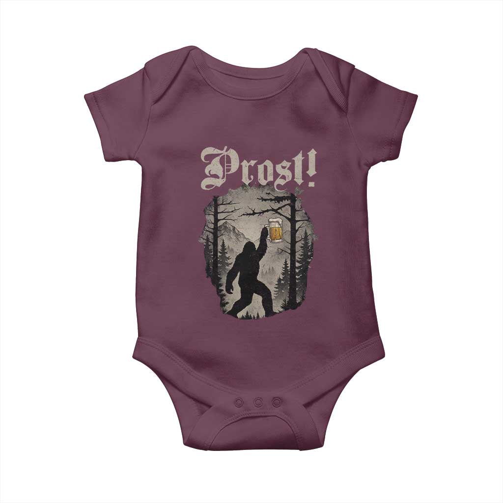 Oktoberfest Bigfoot Baby Onesie Vintage Forest Sasquatch Drinking Prost - Wonder Print Shop