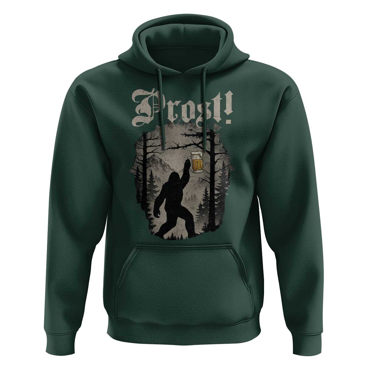 Oktoberfest Bigfoot Hoodie Vintage Forest Sasquatch Drinking Prost - Wonder Print Shop
