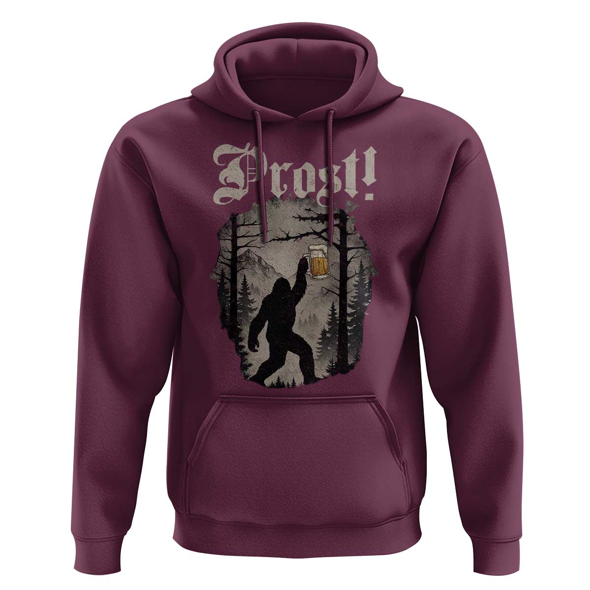 Oktoberfest Bigfoot Hoodie Vintage Forest Sasquatch Drinking Prost - Wonder Print Shop