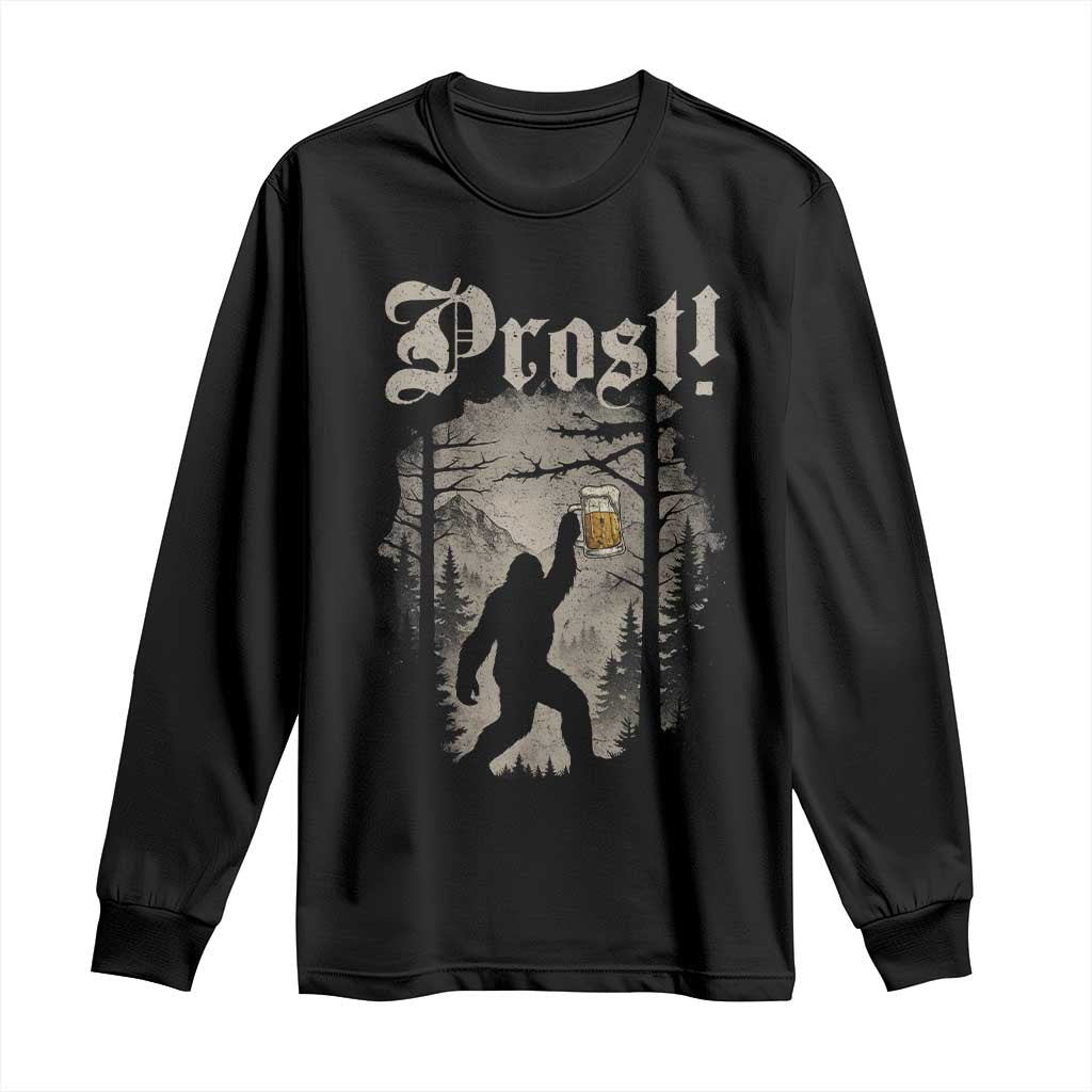 Oktoberfest Bigfoot Long Sleeve Shirt Vintage Forest Sasquatch Drinking Prost - Wonder Print Shop