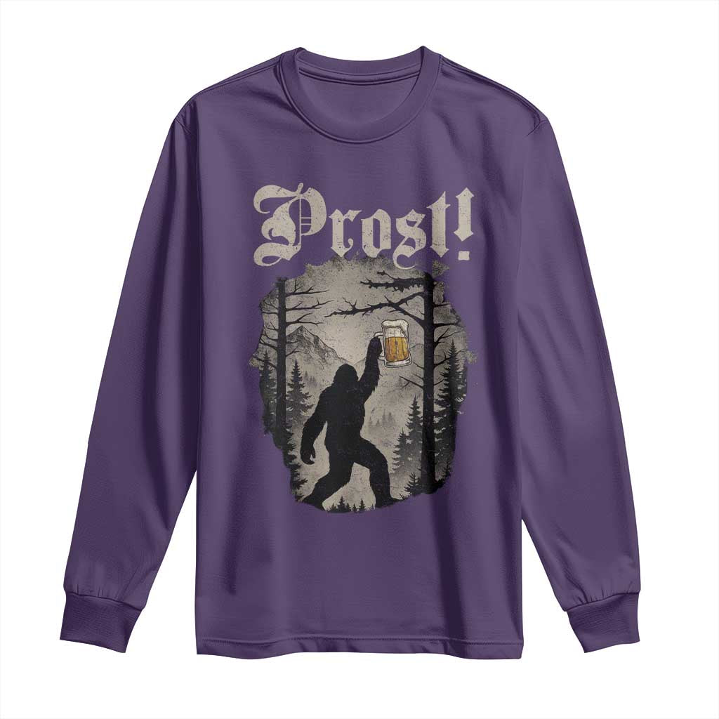 Oktoberfest Bigfoot Long Sleeve Shirt Vintage Forest Sasquatch Drinking Prost - Wonder Print Shop