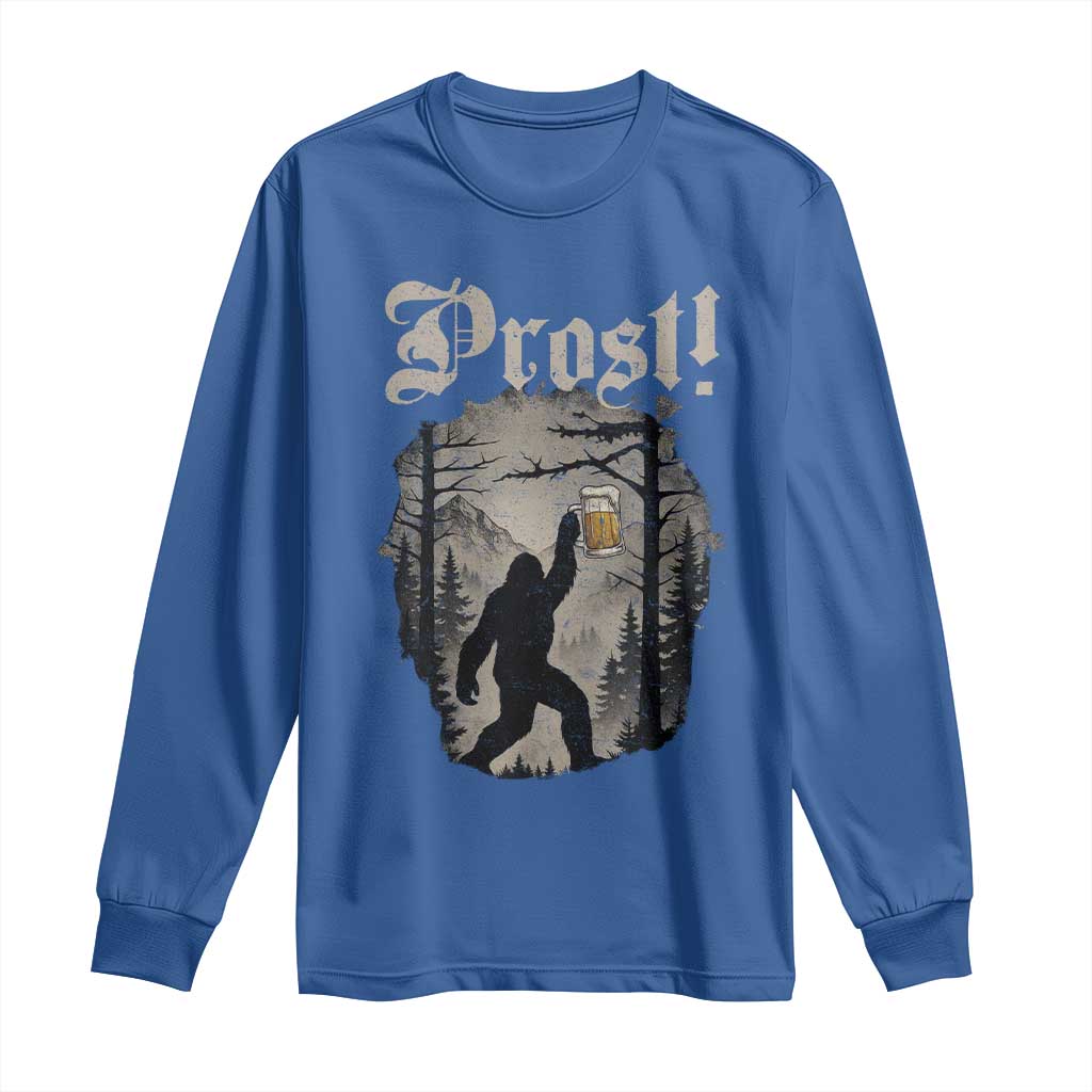 Oktoberfest Bigfoot Long Sleeve Shirt Vintage Forest Sasquatch Drinking Prost - Wonder Print Shop