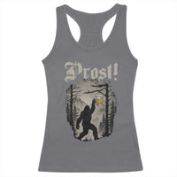 Oktoberfest Bigfoot Racerback Tank Top Vintage Forest Sasquatch Drinking Prost - Wonder Print Shop