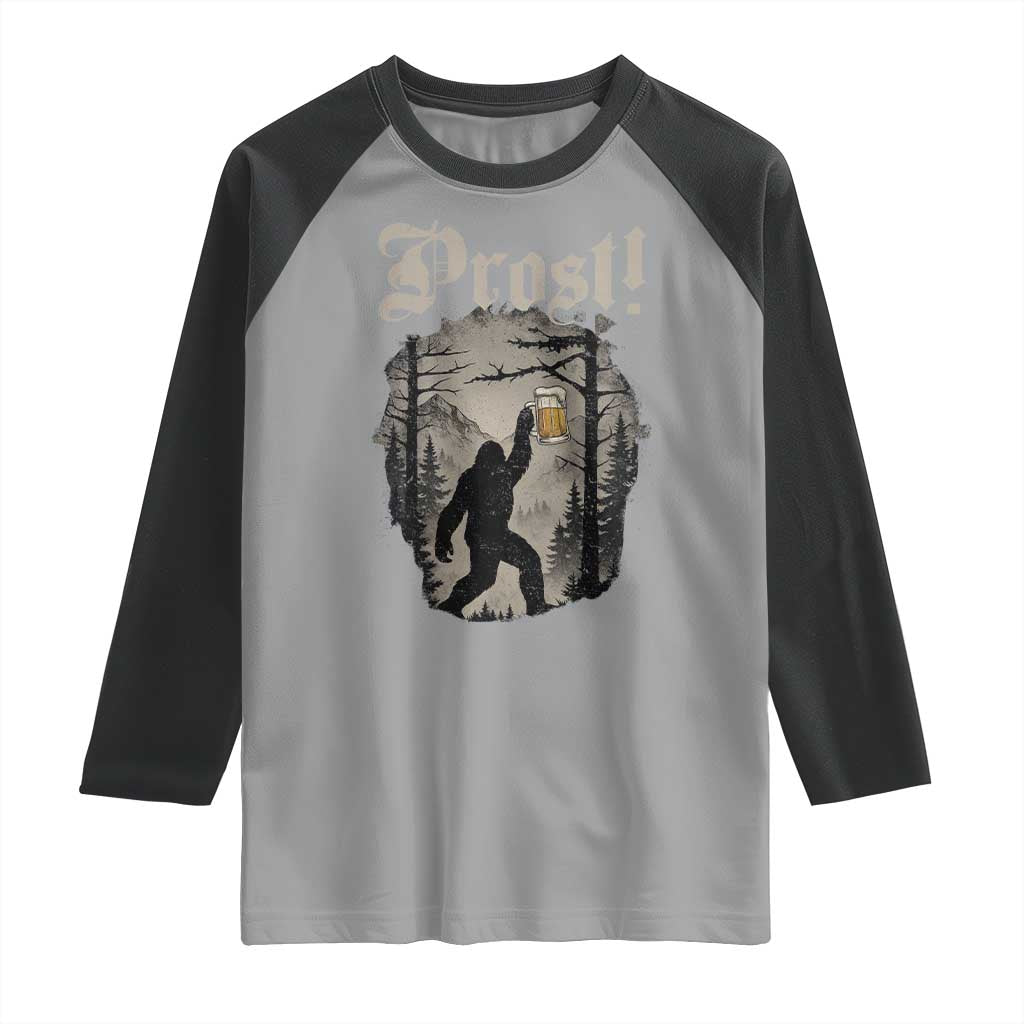 Oktoberfest Bigfoot Raglan Shirt Vintage Forest Sasquatch Drinking Prost - Wonder Print Shop