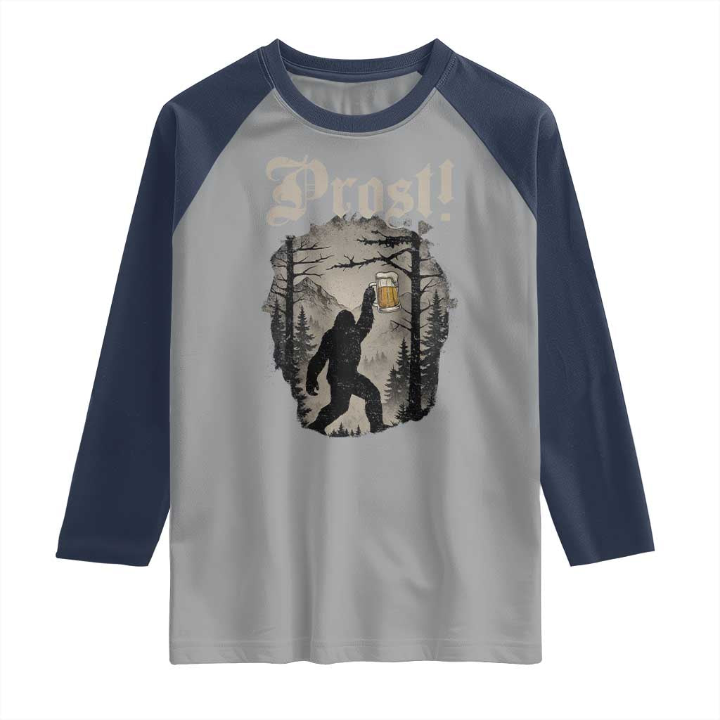 Oktoberfest Bigfoot Raglan Shirt Vintage Forest Sasquatch Drinking Prost - Wonder Print Shop