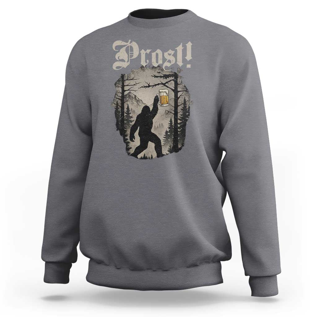 Oktoberfest Bigfoot Sweatshirt Vintage Forest Sasquatch Drinking Prost - Wonder Print Shop
