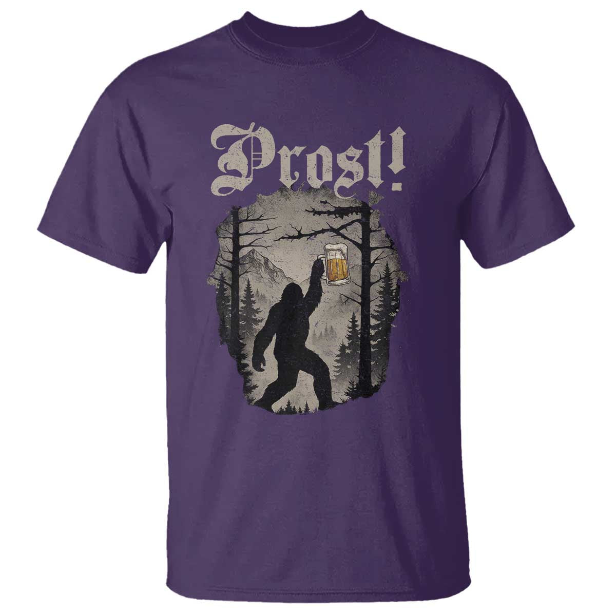 Oktoberfest Bigfoot T Shirt Vintage Forest Sasquatch Drinking Prost - Wonder Print Shop