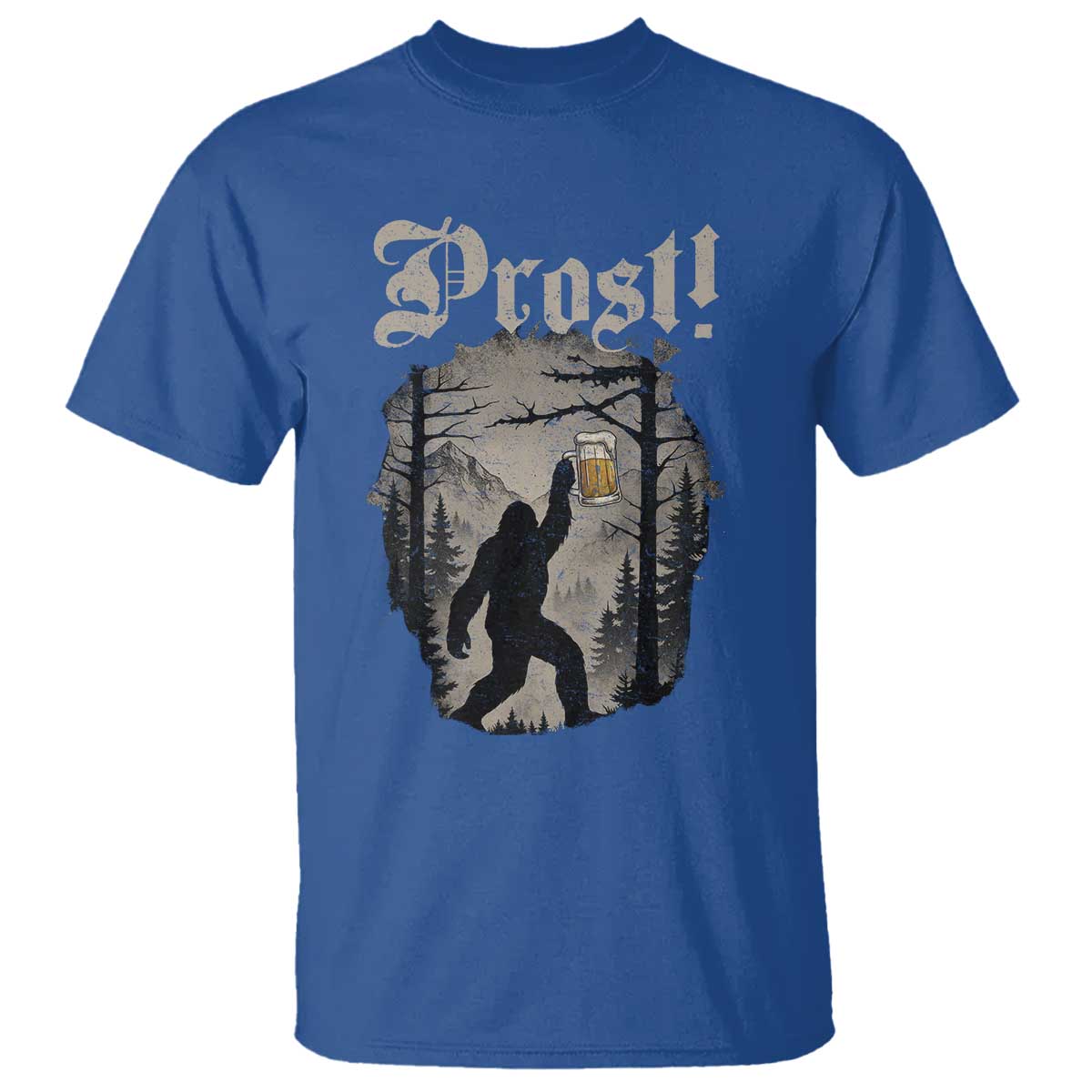 Oktoberfest Bigfoot T Shirt Vintage Forest Sasquatch Drinking Prost - Wonder Print Shop