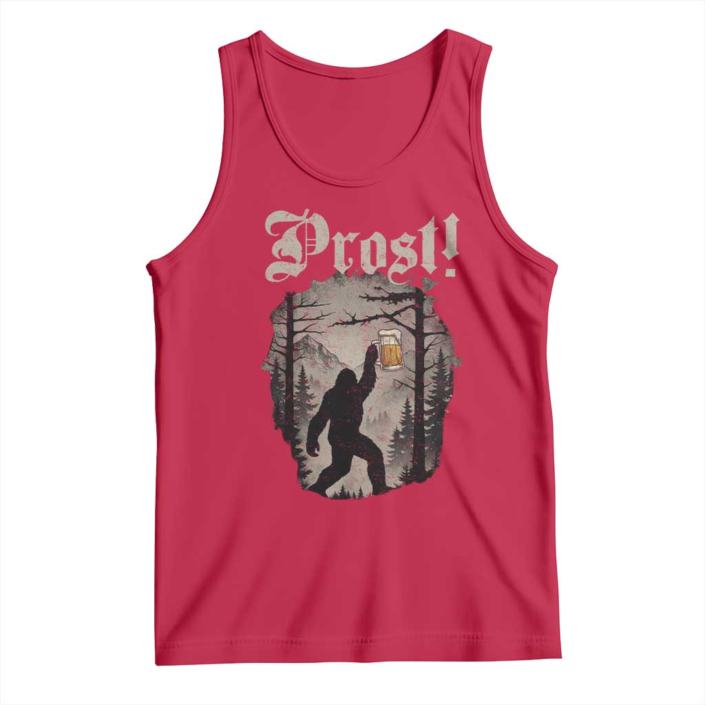Oktoberfest Bigfoot Tank Top Vintage Forest Sasquatch Drinking Prost - Wonder Print Shop