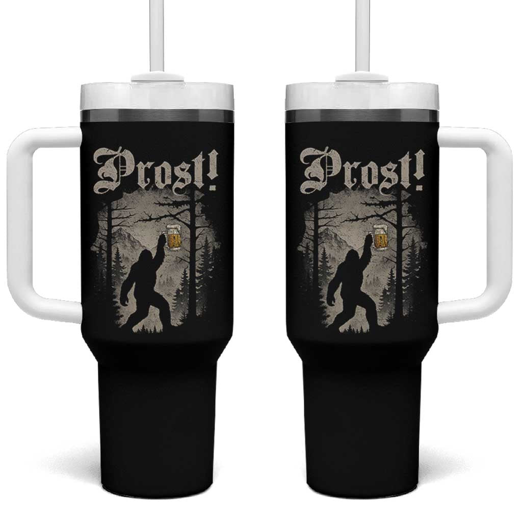 Oktoberfest Bigfoot Tumbler With Handle Vintage Forest Sasquatch Drinking Prost - Wonder Print Shop