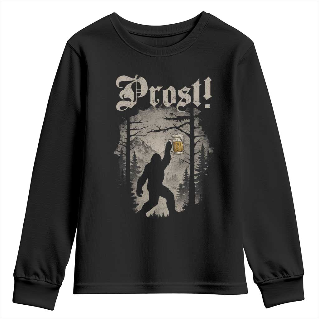Oktoberfest Bigfoot Youth Sweatshirt Vintage Forest Sasquatch Drinking Prost - Wonder Print Shop