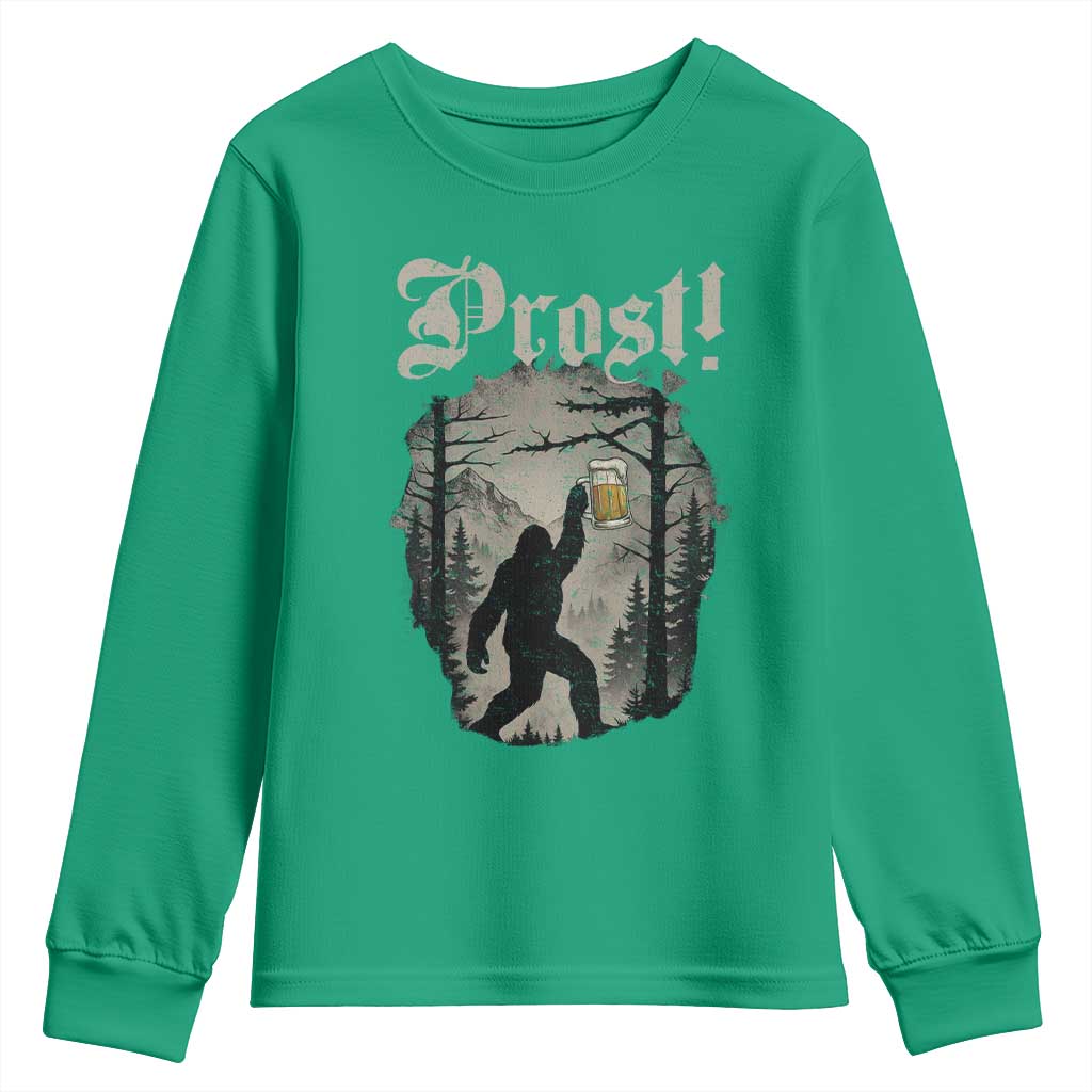Oktoberfest Bigfoot Youth Sweatshirt Vintage Forest Sasquatch Drinking Prost - Wonder Print Shop