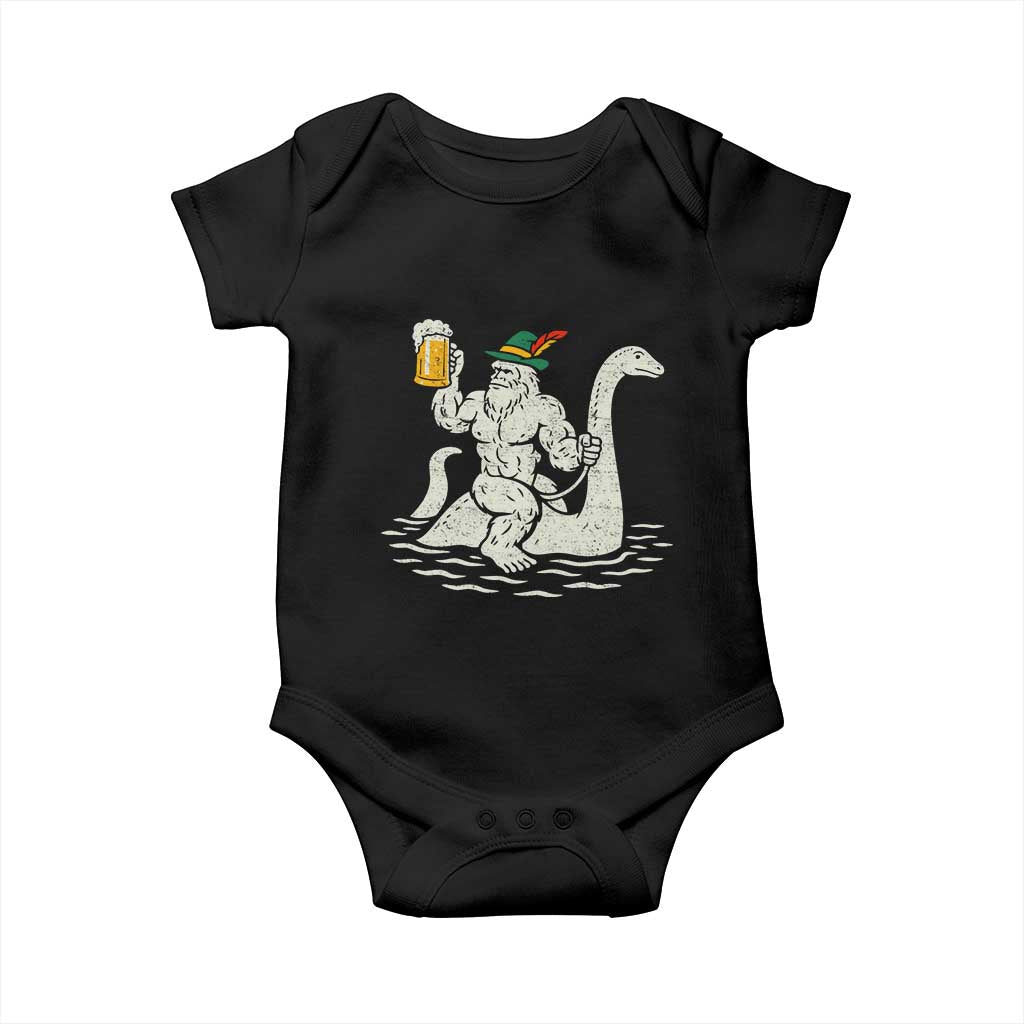 Funny Bigfoot Loch Ness Monster Oktoberfest Baby Onesie German Oktoberfest Sasquatch Drinking - Wonder Print Shop