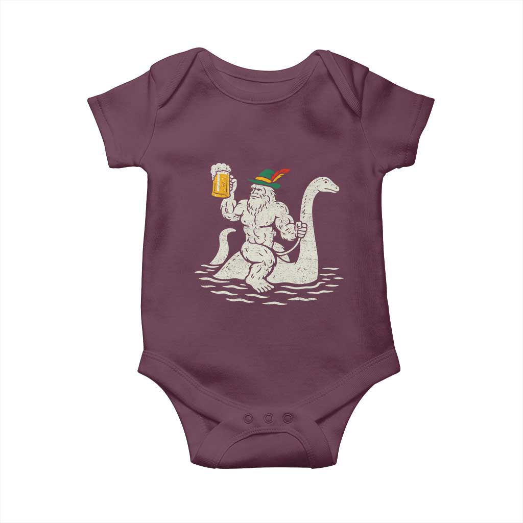 Funny Bigfoot Loch Ness Monster Oktoberfest Baby Onesie German Oktoberfest Sasquatch Drinking - Wonder Print Shop